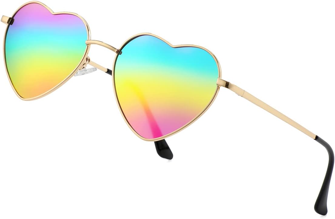 Polarized Heart Shaped Sunglasses for Women Metal Frame Cute Lovely Glasses 100% UV Protection - Image 5