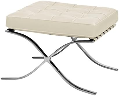 Classic Romano Top Grain Italian Leather Ottoman - Ivory Leather