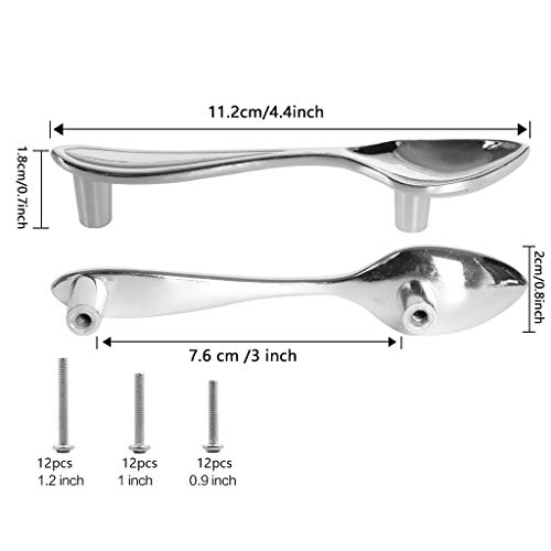 Fvstar 6Pcs Chrome Cabinet Pulls Handles 3" Hole Center Vintage Kitchen Cutlery Drawer Pulls Funny Knife Spoon Fork Cupboard Handles Furniture Door Hardware For Bathroom Bedroom Home Furniture #TOP6