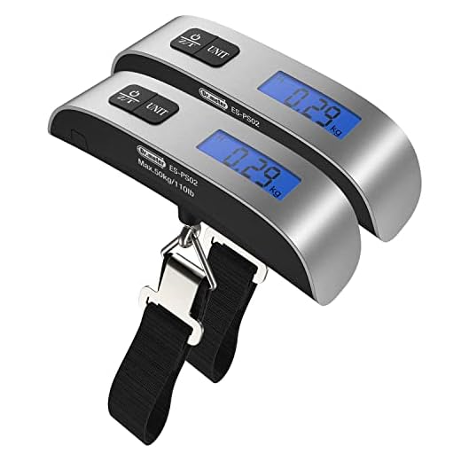 2 Packs of 110lb/50kg Luggage Scale, Dr.meter Backlit LCD Display Electronic Balance Digital Hanging Scale with Rubber Paint Handle, Temperature Sensor-Silver