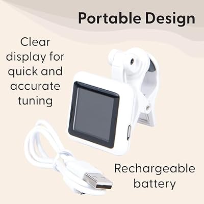 Kala Klipz Rechargeable Chromatic Clip-On Tuner for Guitar, Bass, Violin, and Ukulele, Long Battery Life, Fast and Accurate Tuning