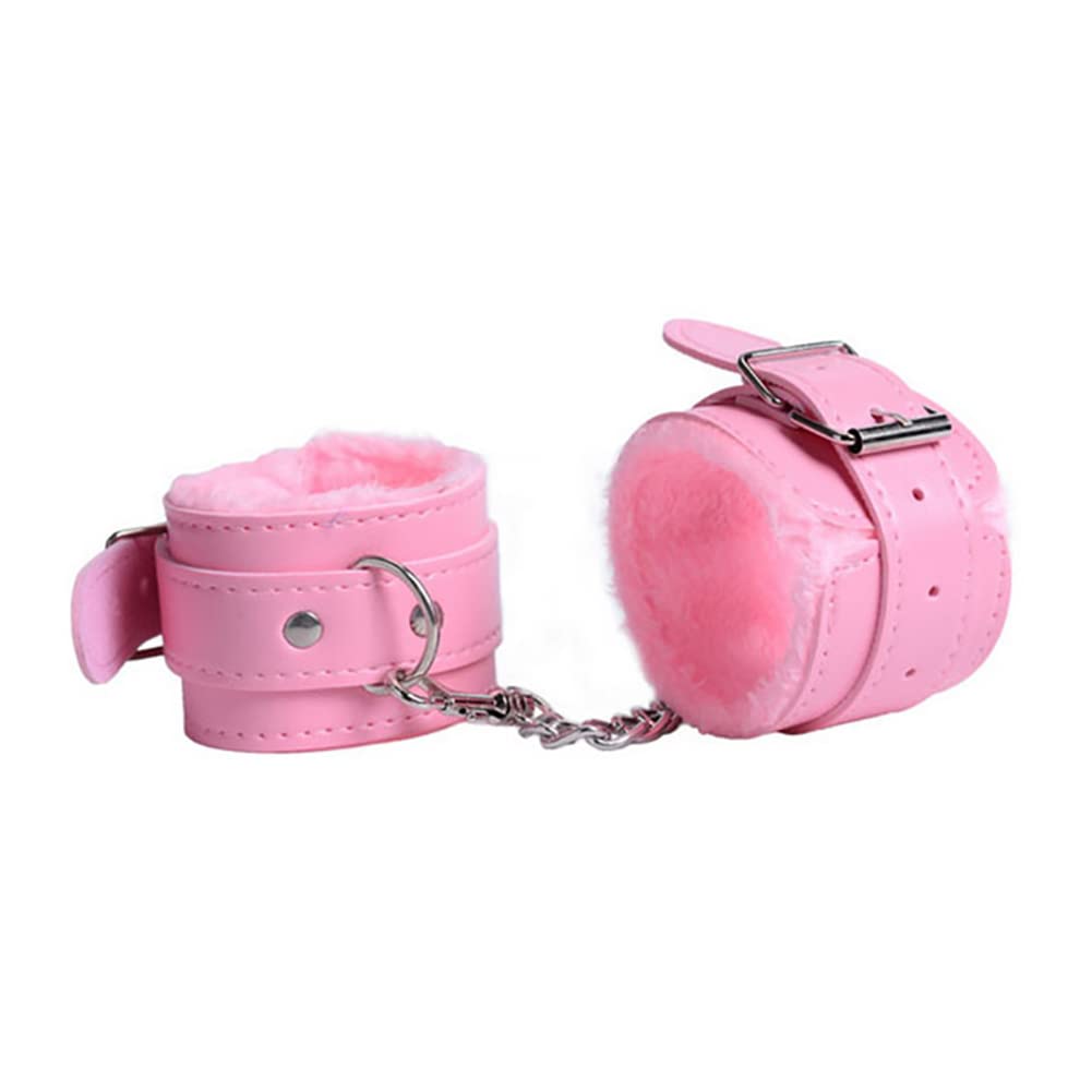 Peluche de Cuero Serie Cṳffs Correa Alternativa Ajustable Accesorios para Herramientas Tórturè Un par Rosa Negro Morado Rojo (Rosa)