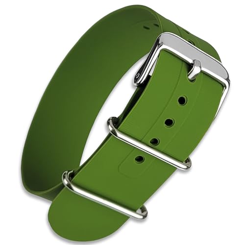 Bracelet de montre en caoutchouc anti-transpiration Buckle & Stitch vert zoulou passage unique