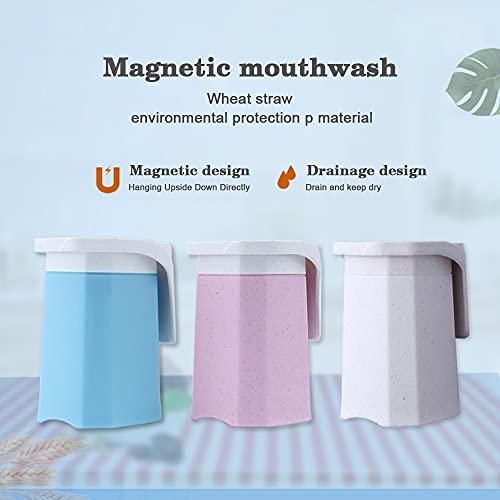 Splenssy Magnetische tandenborstelschaal wandhouder met houder badkamer kommers mok anti-stof drinkbeker, roze - Image 4