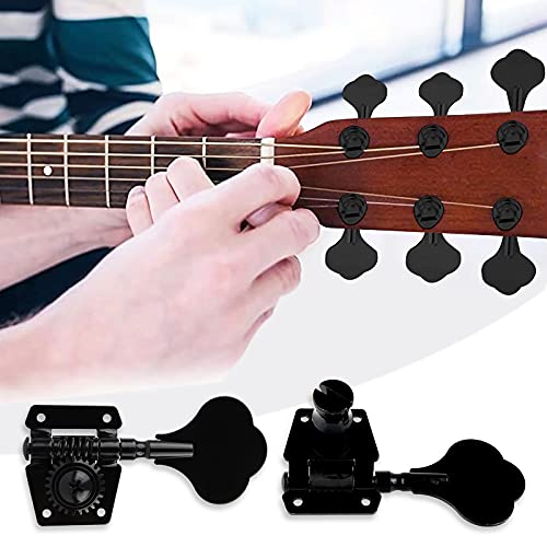 4R Bass Guitar Tuning Pegs Bass Vintage Opened Machine Heads Black #TOP4