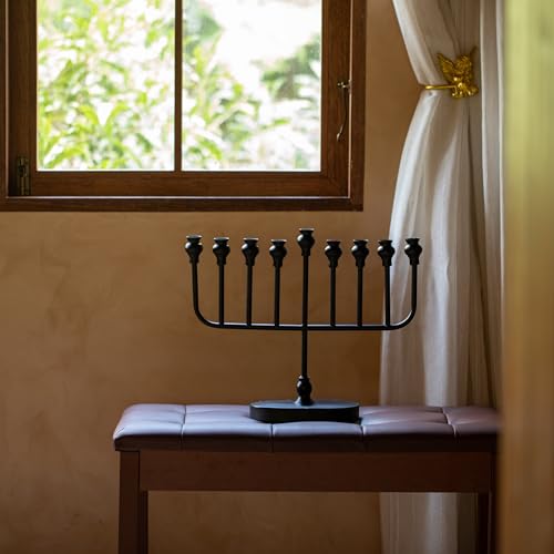 Vintiquewise 9-Branch Hanukkah Menorah Candle Holder Mid-Century Inspired Decorative Judaica Accent Piece Timeless Holiday Centerpiece for Home Office Synagogue and Family Celebrations, Black by Vintiquewise - Image 6