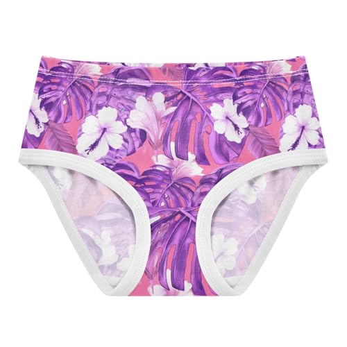 Joisal Cotton Toddler Girls Underwear Tropical Purple Leaves Floral Panties Little Girl Stylish Undies Kids Briefs 2t
