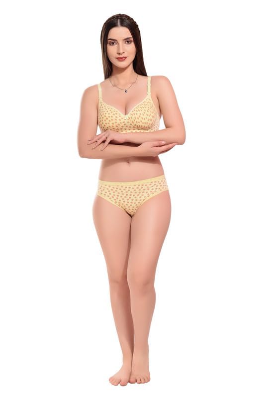 Women's Cotton Full Coverage Lightly Padded Wire Free Sexy Bra Panty Set | Lingerie Set | Bra Panty Set for Women | Honeymoon Bikni Set for Women & Girls (Set of 1)-image-15