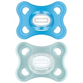 MAM Comfort Baby Pacifiers, Lightweight One-Piece Full Silicone Binky for Newborns 3-12 Months, BPA-Free, Easy to Clean Pacifier, Best for Breastfed Babies, with Sterilizer Case, 2 Count Binkies