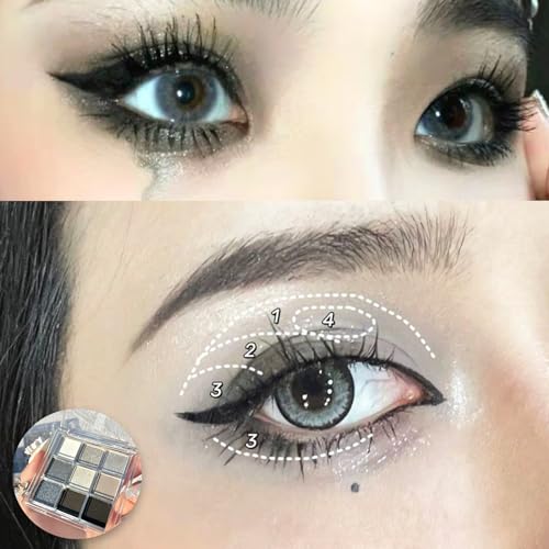 Black Eyeshadow Palette, Smokey Silver Glitter Gothic Eye Shadows Palettes White Grey Matte Cold Toned Long Lasting Waterproof Eye Shadow Pallets for Women Girl Goth Halloween Christmas Make Up Gifts - Image 3