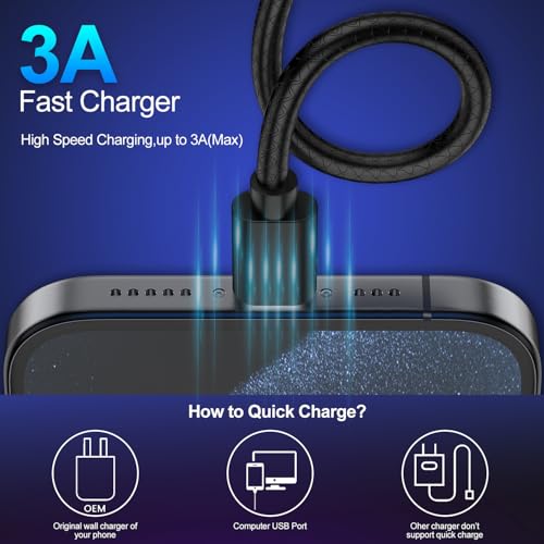 Image of [3Pack 6ft] Compatible with Samsung Galaxy S9 S10 S8 Plus Charger Cord(3A Fast Charging), TPE USB C Type Charger Cable,USB A to Type C Replacement for Samsung A32 /A12 /A10e /A20 /A51 /Note 20 /9 /8,LG-Black