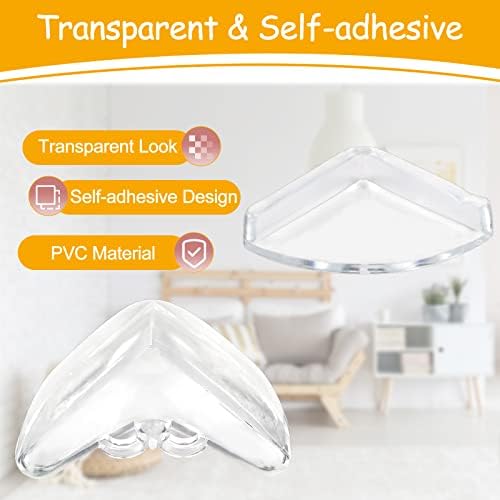 Svalor 24pcs Corner Protectors for Kids, Transparent Table Corner Protectors, Baby Safety Corner Protectors, Adhesive Corner Guards for Furniture Against Sharp Corners(Round + Fan-shaped)