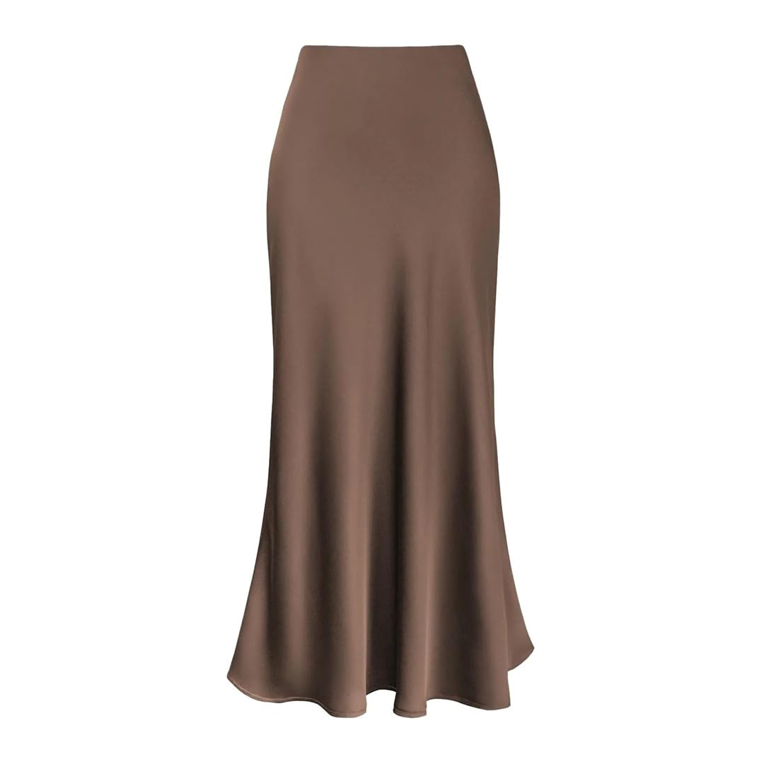 Jupe crayon courte en satin pour femme - Taille haute - Sac en satin uni - Jupe plissée à volants - Jupe décontractée
