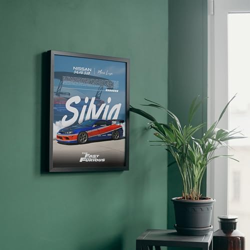 Image of Posternet NISSAN Silvia S15 Wall Poster Frames | 8 x 12 inch | Fast and Furious Themed JDM Cars | Hanging Wall Artwork Frames for Living Room, Bedroom, Office and Etc