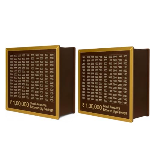 Image of Money Saving Box for Kids and Adults | Wooden Money Bank with Lock | Big Size Piggy Bank 1 Lakh Target | 1 Lakh Saving Box with Numbers | Undiyal Hundi Pig (Money Bank 2)