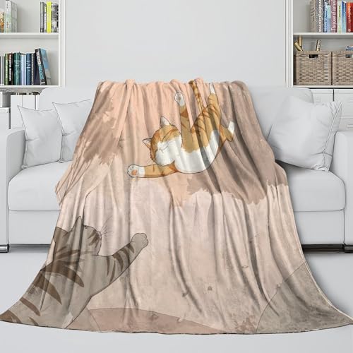 Plaid dessin animé chat doux grand format couverture de salon cocooning