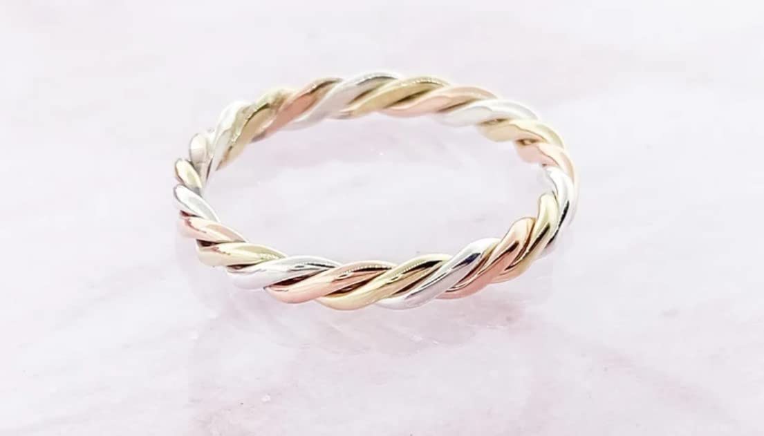 Copper Brass Twist Ring 3-Dhatu Band