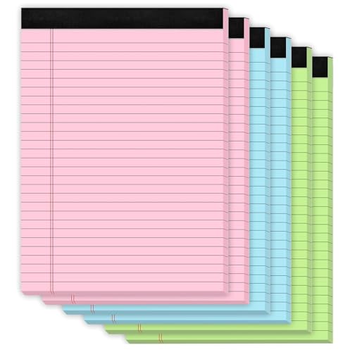 Blocs juridiques colorés Zaviko de 21,6 x 27,9 cm, lot de 6 blocs-notes lignés de 30 feuilles