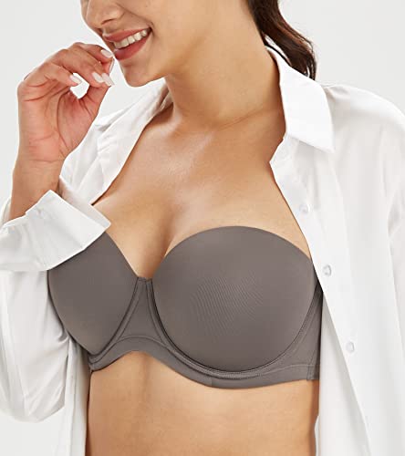 Lemorosy Women's Plus Size Full Coverage Underwire Red Carpet Multiway Contour Smoothing Strapless Bra(Grey, 36B) #TOP4