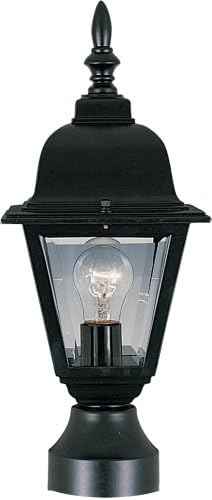 One Light Black Clear Glass Post Light 3006CLBK