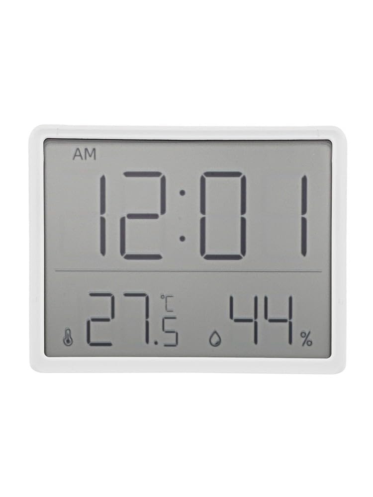 Monitor elettronico di umidità della temperatura con grande schermo, igrometro multifunzione orologio per casa cucina frigorifero, nero