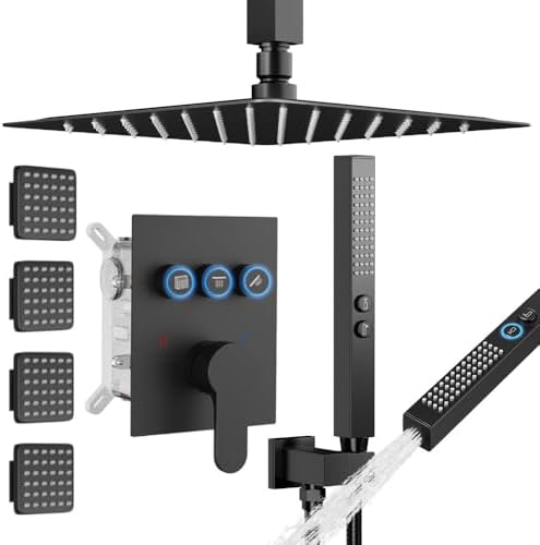 Shower System with Body Jets, STARBATH 12" Rainfall Showerhead wi...