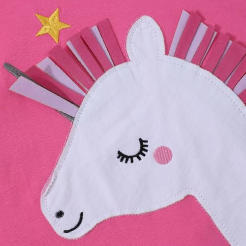 Image of HILEELANG Toddler Girl Short Sleeve Easter Dress Cotton Casual Jersey Shirt Playwear Applique Dress