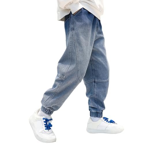 Tween Boys Baggy Jeans, Kids Casual Denim Pants with Alphabet Embroidered Pockets, Trendy Loose Fit Boys Jeans3
