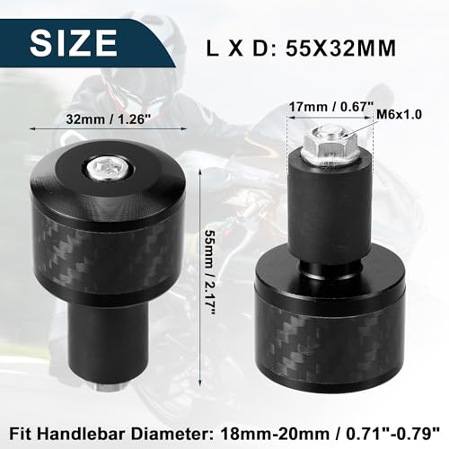 TUCKBOLD Motorcycle Handlebar End Plug Aluminum Alloy 7/8\" 22mm Fashionable | Front Handle Bar Grips Cap Gear Balanced Plug Black 2 Pcs