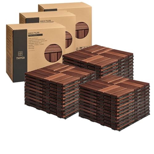THYOI Deck Tiles, Patio Flooring - Outdoor Waterproof Acacia Wood