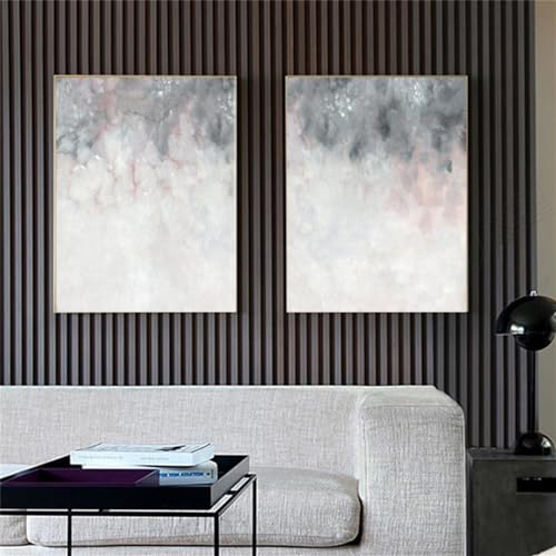 Impression tableau pour salon haut de gamme affiche abstraite rose gris 2pcs - 2