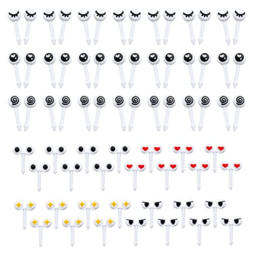 VEGCOO 70 Stück Kinder Bento Obstgabeln, Niedlich Mini Augen Obstgabeln, Brotdosen Zubehör, Piekser Kinder, Kuchen Essen Spieße für Erwachsene Desserts Obst Mittagessen Party (Weiß)