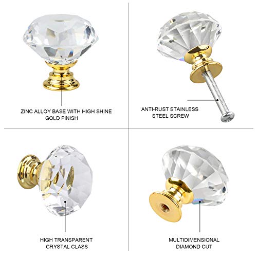 15 pomelli in cristallo da 30 mm, per armadietti