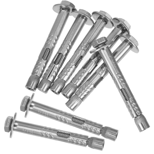 ANDRESLAD 8 Pièces Boulons Ancrage Inox Chevilles à Expansion Robustes pour Béton Fixation Murale Lourde Acier Vis de Montage Sécurisées pour Maçonnerie et Murs