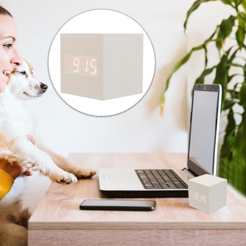 Reloj despertador con doble pantalla LED Healifty y sensor térmico para mesita 4