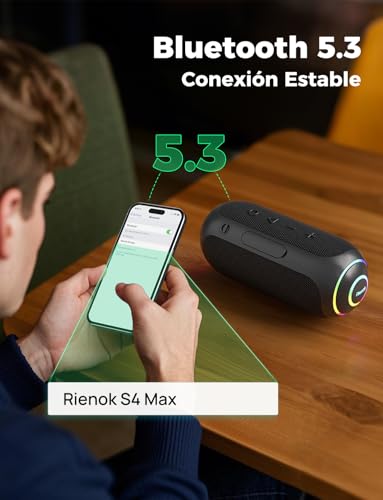 Miniatura 6 de Rienok Altavoz Bluetooth Potente 35w Tweeter Y Woofer Bluetooth 5.3 Impermeable Ipx7 Portátil Inalámbrica Emparejamiento Estéreo Apoya Tarjeta Tf, Aux