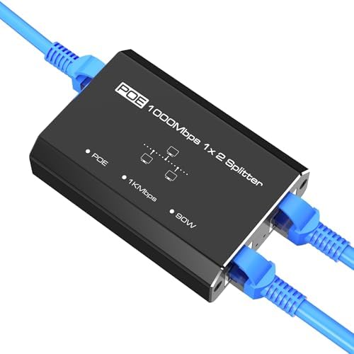 PoE Ethernet Splitter 1 to 2 1000Mbps, Gigabit PoE Switch, Gigabit Dual ...