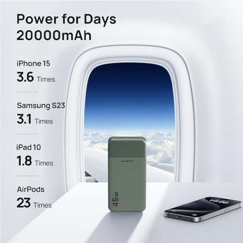 JUOVI Batterie Externe Charge Rapide 45W 20000mAh Power Bank PD 3.0 QC 4.0 – vue 5