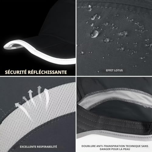 GADIEMKENSD Quick Dry Sports Hat Folding Series Lightweight Breathable Soft Outdoor Run Cap (Reflective, Dark Gray) – vue 6