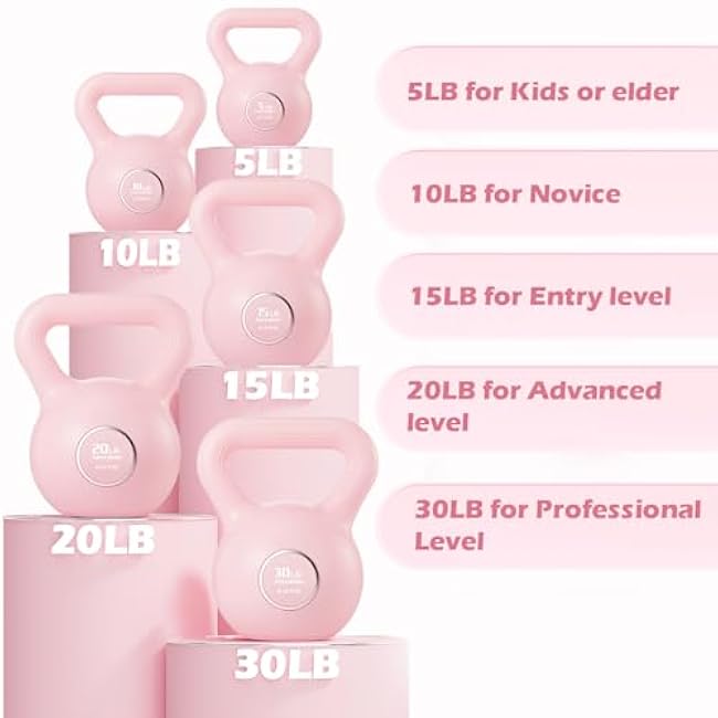 KHTO Kettlebells Fitness Exercise-Pink Strength Training Kettlebell Sets,Dumbbell Weights for Home Gym Equipment