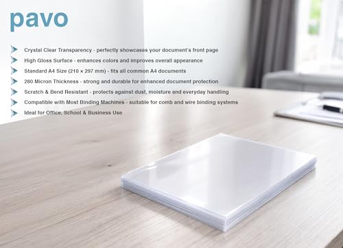Pavo Einbanddeckel-Klarsichtfolie A4, PP-Folie, 0.30 mm, 100-er Pack, transparent/matt