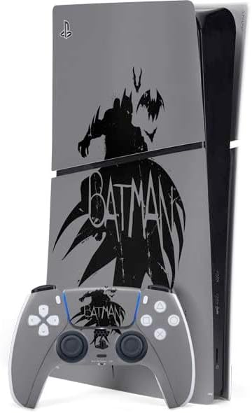 Skinit Decal Gaming Skin Compatible with PS5 Slim Digital Edition Bundle - Officially Licensed DC Comics Batman Silhouette Art Design