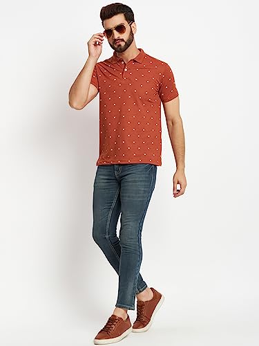 Image of Men's Cotton Half Sleeves Printed Polo T-shirt-POLO105
