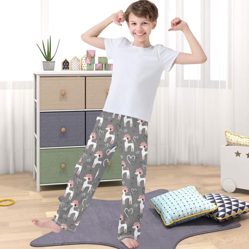 Boy's Pants Poodle Dog Valentines Day Heart Jogger Pants Elastic Waist Long Bottoms Trousers with Pockets 6-14 Years4