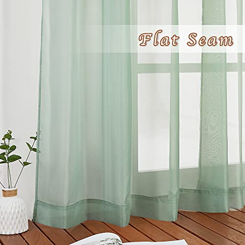 Image of NICETOWN Sage Green Kitchen Curtains 45 inch Length, Grommet Voile Sheer Airy & Lightweight Soft Window Treatments with Light Filtering for Cafe, W54 x L45, 2 Panels