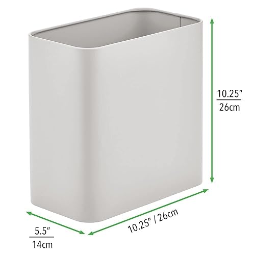 Miniatura 7 de mDesign Cubo de basura pequeño de metal rectangular, contenedor de basura para baños, tocadores, cocinas, oficinas en el hogar.