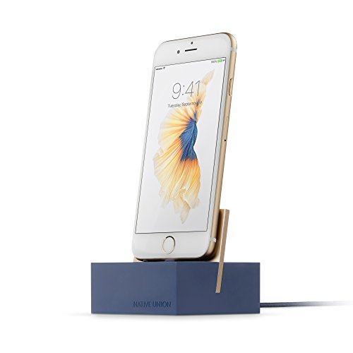 Native Union Dock+ Weighted Charging Dock with [Apple MFi Certified] 4ft Reinforced USB-A to Lightning Cable Compatible with iPhone 11, iPhone Xs and More (Blue)