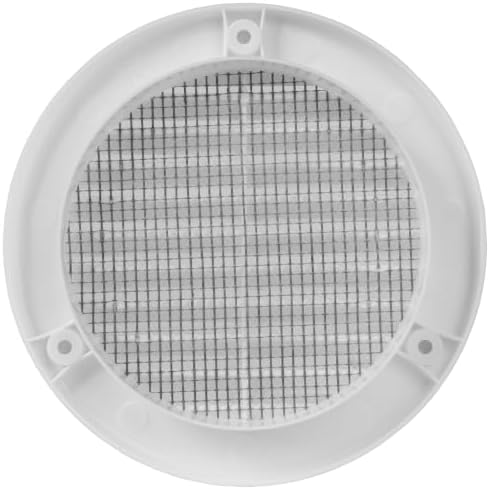 VezoWorks 4 Inch [Opening] White Air Vent Cover – Plastic Round Air Vent Grill Cover for Wall or Ceiling, Built-in Mesh Screen/HVAC Return Air Register – Modern Louvered Design — view 7
