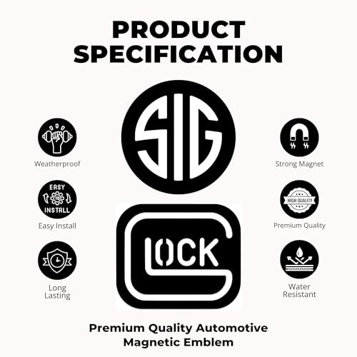 Image of Gun Pistol Perfection Premium Vinyl Decal Magnet Combo Pack (2-Piece, 5 Inch) - Waterproof, Patriotic Design for Truck, Car, Laptop, Locker - Military Veteran Gift, Easy to Apply