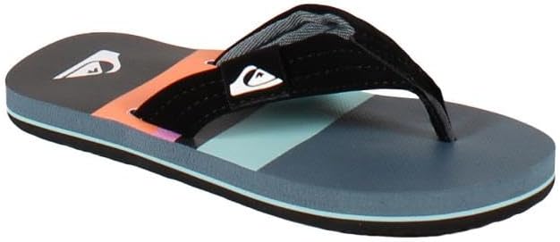 Quiksilver Boy's Moncata Layback Sandal - Dark Grey/Orange - Youth 6